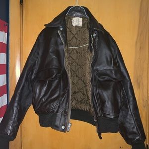 Leather flight jacket